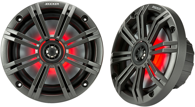 KICKER 6.5-Inch Speakers with 7-Color LED - Part Number 45KM654L for Car Marine & ATV