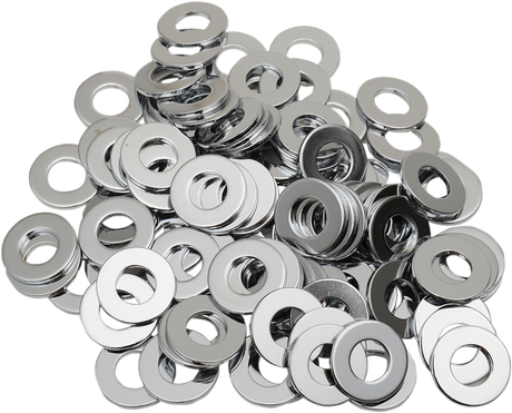 Drag Specialties Flat Washers - 1/4 inch, Chrome - Part Number MPB174, Suitable for Harley-Davidson Motorcycles
