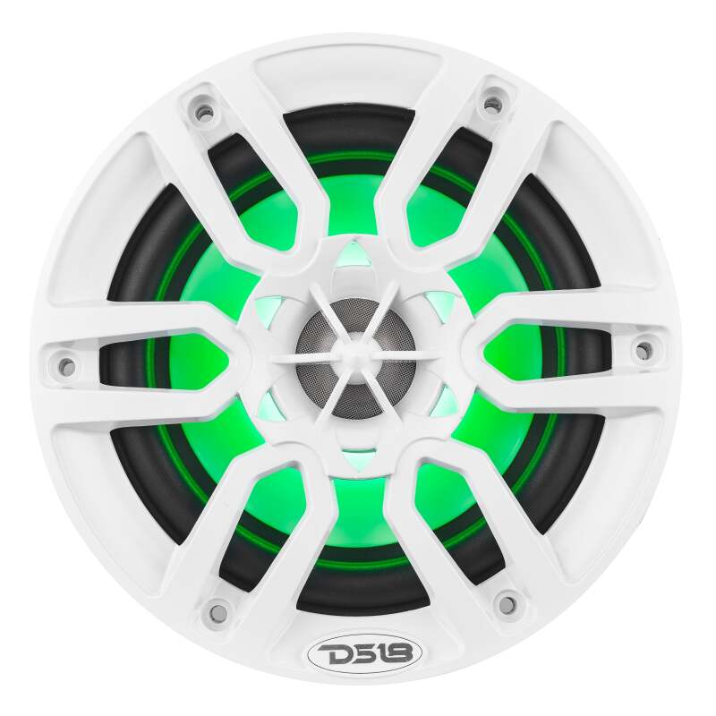 DS18 NXL Series 6.5-inch Marine Coaxial Speaker with RGB Lighting - White, 100W RMS, 4 Ohm - Fits Marine and Powersports Vehicles