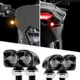 XK GLOW Mini LED Turn Signal Kit for 12V Motorcycles - Front Amber & Rear Red with Universal Fitment