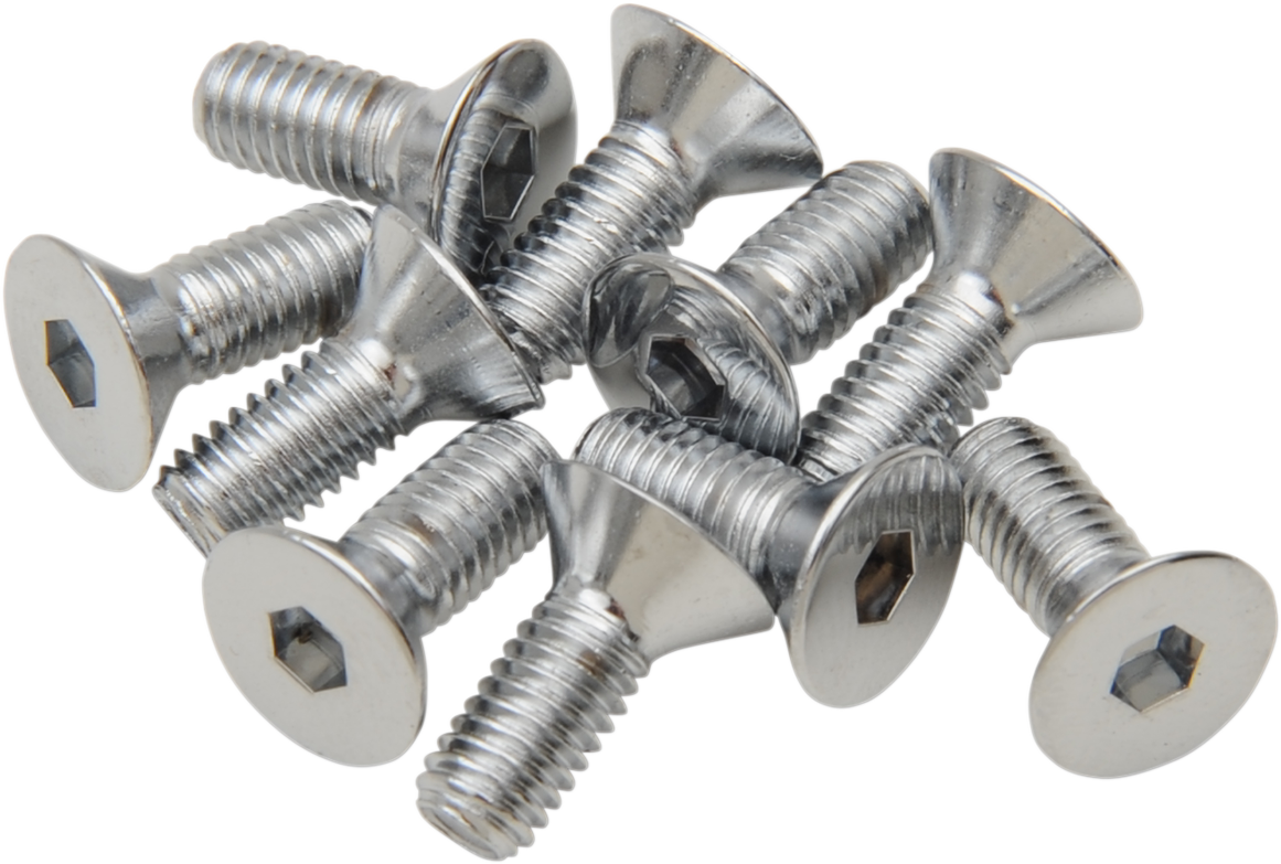 Drag Specialties MPB572 Chrome Flat-Head Bolts for Harley-Davidson Motorcycles, 10-32 x 1/2"