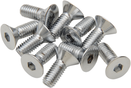 Drag Specialties MPB573 Chrome Flat-Head Bolts - 10-32 x 3/4 inch for Harley-Davidson and Cruiser Bikes
