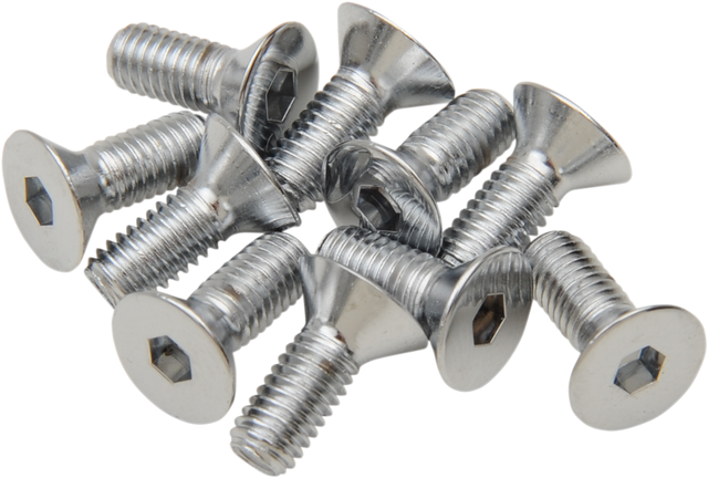 Drag Specialties MPB573 Chrome Flat-Head Bolts - 10-32 x 3/4 inch for Harley-Davidson and Cruiser Bikes