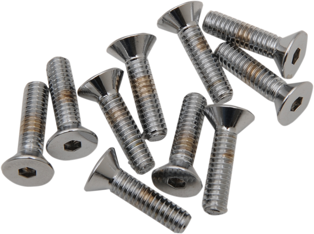 Drag Specialties MPB366 Flat-Head Chrome Bolts for Harley-Davidson Motorcycles, 1/4"-20 x 3/4" - Replacement Set