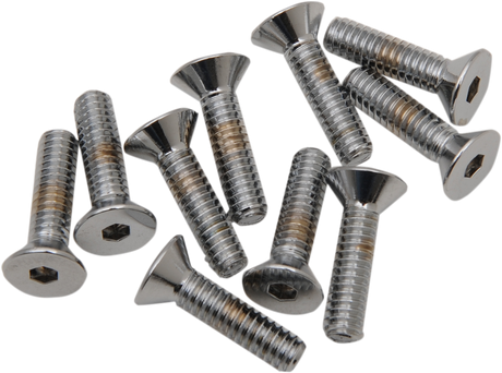 Drag Specialties MPB368 Chrome Flat-Head Bolts for Harley-Davidson Motorcycles, 1/4"-20 x 1-1/4" - Replacement Set
