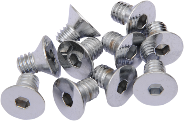 Drag Specialties Flat-Head Chrome Bolts – 5/16"-18 x 5/8" – Compatible with Harley-Davidson Models