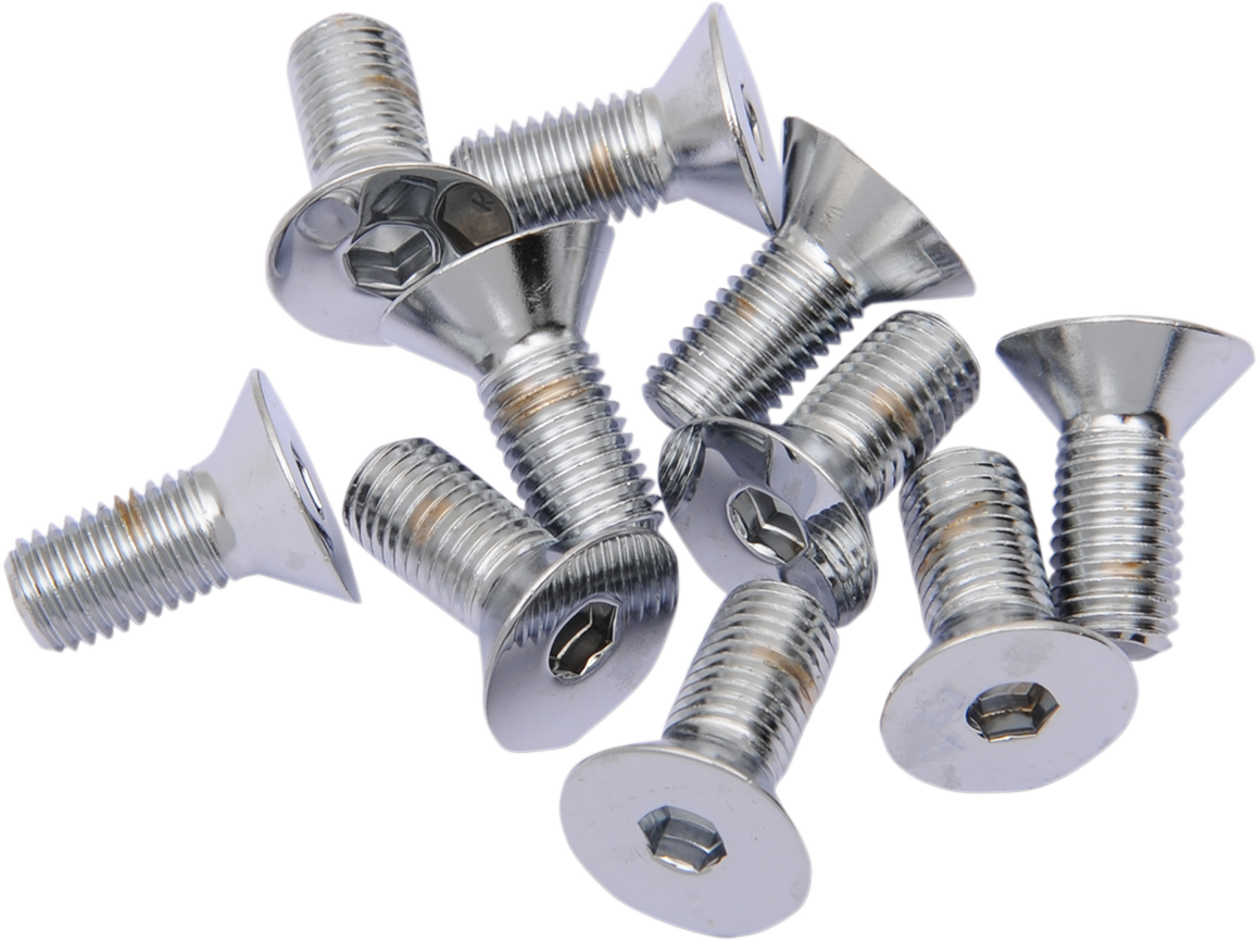 Drag Specialties Flat-Head Chrome Bolts - 5/16"-24 x 5/8" (Part# MPB581) for Harley-Davidson Motorcycles