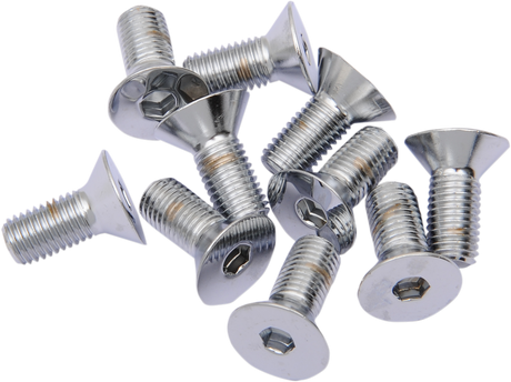 Drag Specialties Flat-Head Chrome Bolts - 5/16"-24 x 5/8" (Part# MPB581) for Harley-Davidson Motorcycles