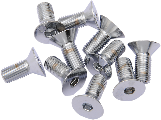 Drag Specialties Flat-Head Chrome Bolts - 5/16"-24 x 5/8" (Part# MPB581) for Harley-Davidson Motorcycles