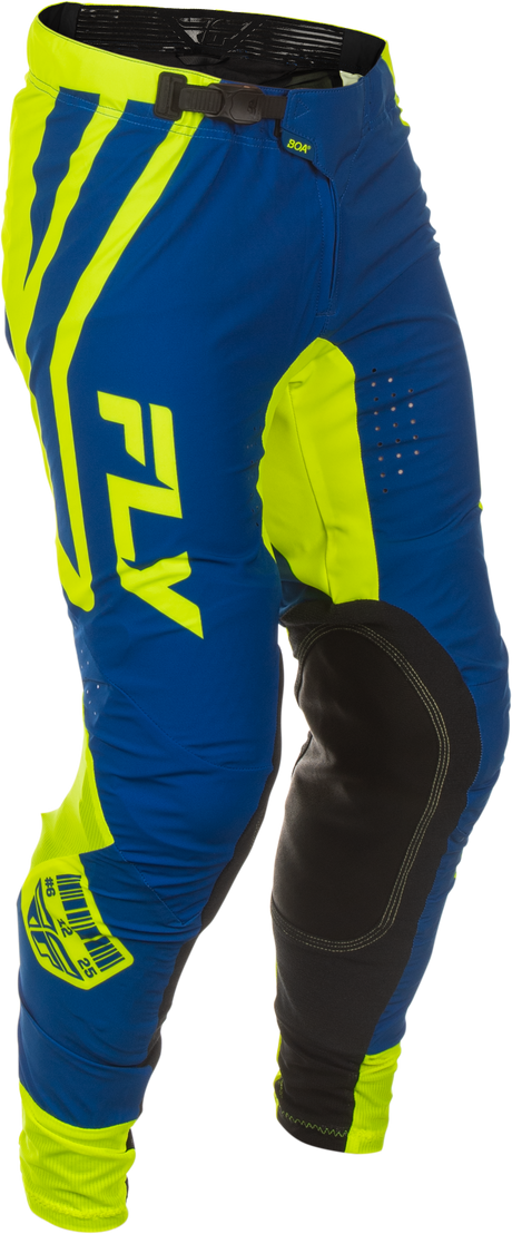 Fly Racing Lite Lancer Pants Ca/Ny Navy/Hi Vis Size 38 – Motocross Gear with Kevlar Reinforcements and BOA Fit System