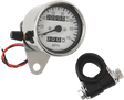 DRAG SPECIALTIES 2.4-inch MPH Mini LED Mechanical Speedometer with Indicators and Trip - Chrome Housing, White Face, 2:1 Gear Ratio for Harley-Davidson Motorcycles
