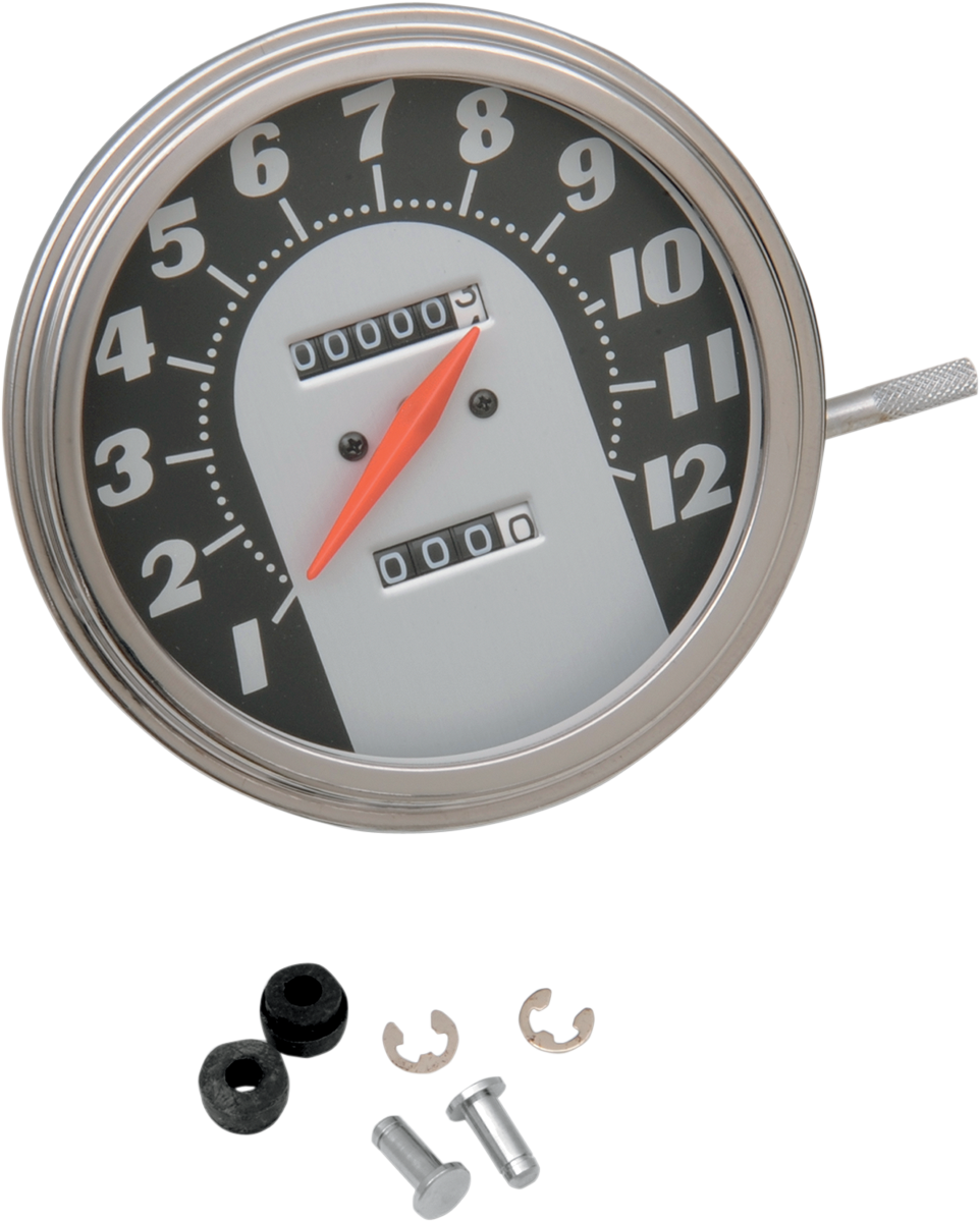 Drag Specialties 5-inch MPH FL-Style Speedometer with Black Face for Harley-Davidson '62-'67 Models | Part #72767M
