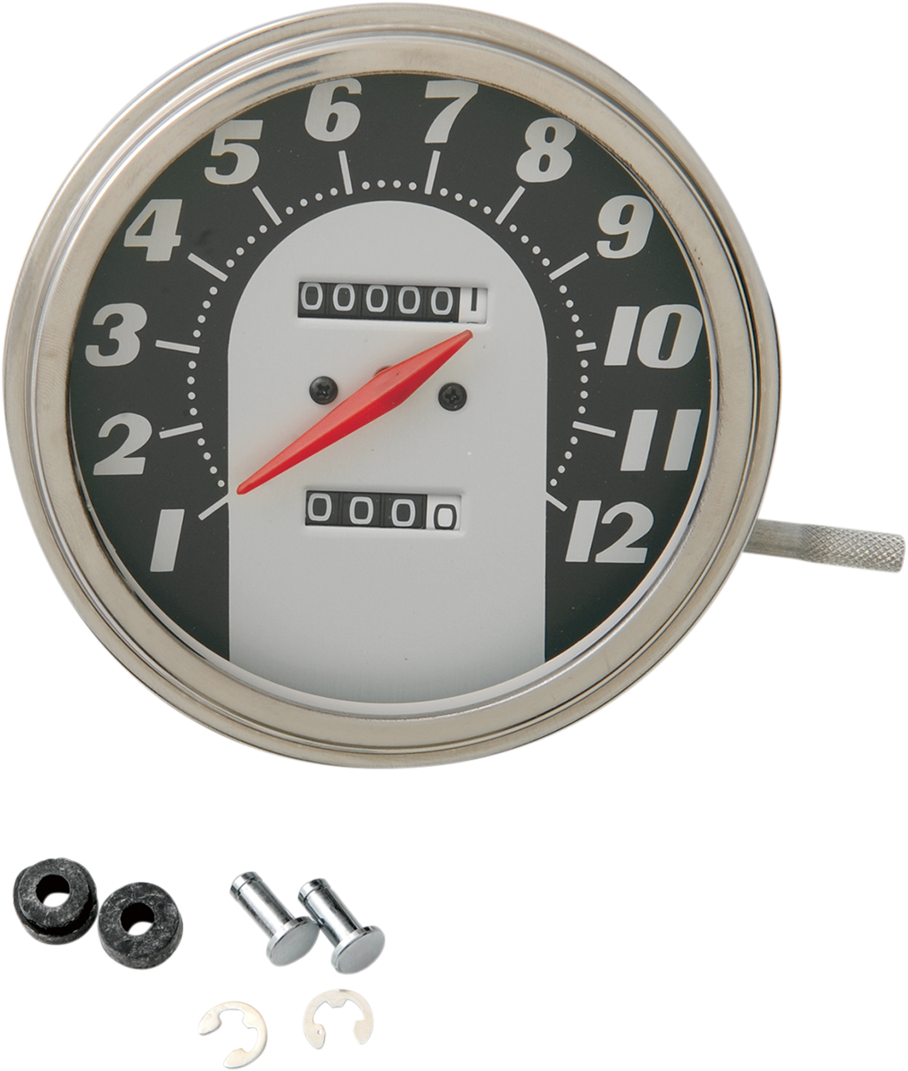 DRAG SPECIALTIES 5-inch MPH FL-'62-'67 Style Speedometer with Black Face - Fits Harley FL Models 1962-1967