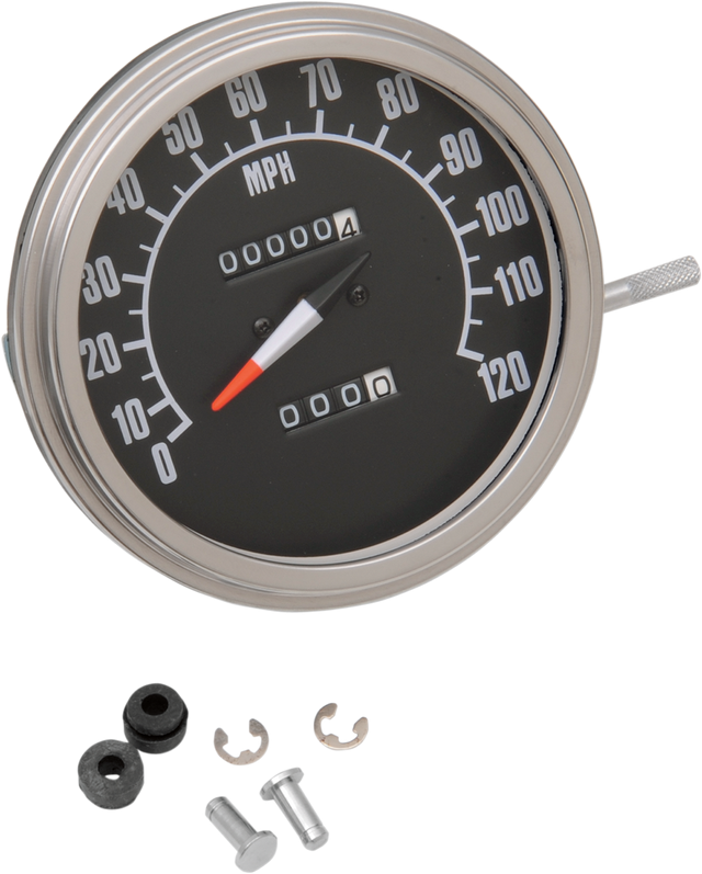 DRAG SPECIALTIES FL-'68-'84 Style 2240:60 Speedometer - Black Face with 12mm Thread, Fits Harley-Davidson Touring Models