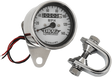 Drag Specialties 2.4-inch MPH Mini LED Mechanical Speedometer with Chrome Housing and White Face - Fits Harley Davidson Motorcycles with 12 mm Cable Thread - Part Number 21-6824DS1-BX15