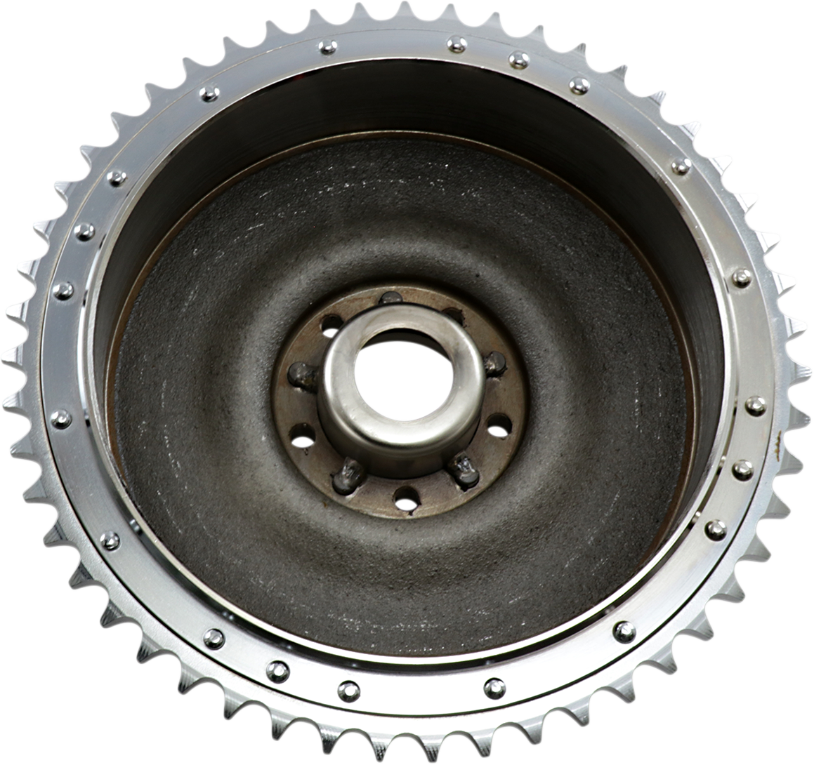 DRAG SPECIALTIES Chrome Rear Brake Drum with Sprocket for Harley-Davidson 1963-1966 - Part 06-0129-BX-LB2