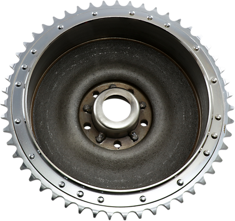 DRAG SPECIALTIES Chrome Rear Brake Drum with Sprocket for Harley-Davidson 1963-1966 - Part 06-0129-BX-LB2