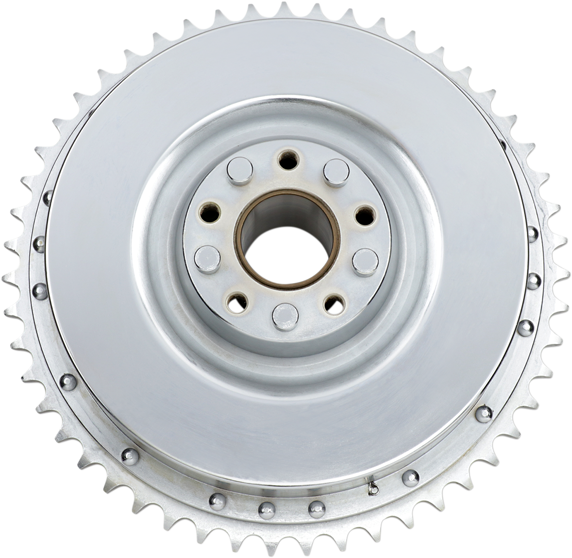 Drag Specialties Chrome Rear Drum and Sprocket Set for Harley-Davidson 1967-1972 - Part No. 06-0128-BX-LB2