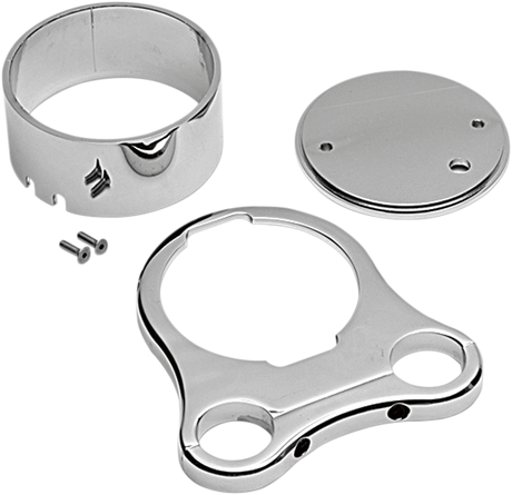 DRAG SPECIALTIES 1.25-Inch T-Bar Single Gauge Mount for '00-'22 OEM Style Gauges - Chrome - Part #373864 - Fits Most 1-1/4 Inch T-Bars with 3.5 Inch On-Center Pullback Risers