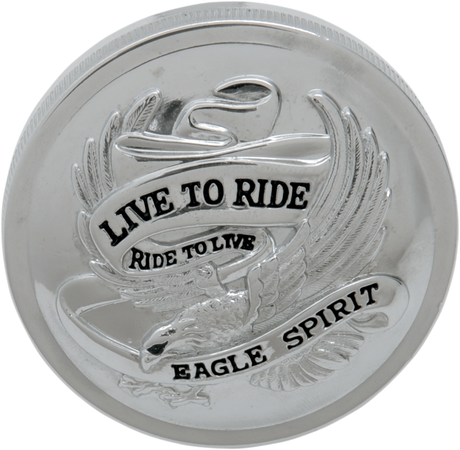 Drag Specialties Live to Ride Chrome Gas Cap - Non-Vented, 3 Inch Diameter for Harley-Davidson Motorcycles (Part #72643)