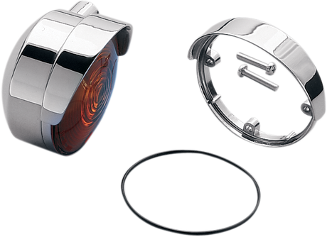 Drag Specialties Chrome Die-Cast Turn Signal Visors for Harley-Davidson Front and Rear Signals (Part #73021)