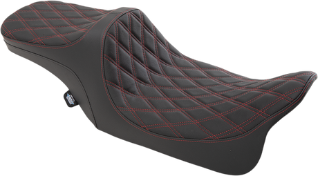 Drag Specialties Seats Predator III 2-Up Seat - Double Diamond Red Thread for Harley-Davidson FL '99-'07