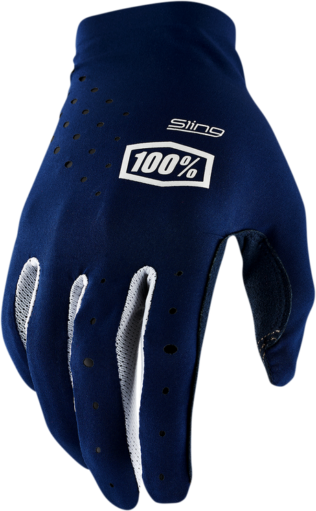 100% Sling MX Gloves Navy Small - Lightweight Breathable Motocross Gloves for Adult Riders