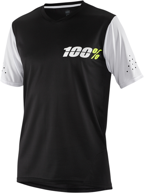 100% Ridecamp Short-Sleeve Jersey with Drop Tail and Goggle Wipe - Black, Small - Part 41401-001-10 for Mountain Biking and Cycling