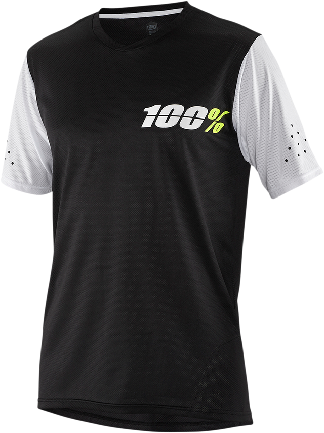 100% Ridecamp Short-Sleeve Jersey with Drop Tail and Goggle Wipe - Black, Small - Part 41401-001-10 for Mountain Biking and Cycling