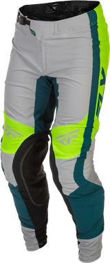 Fly Racing Lite Pants Grey, Lime & Teal Size 36 – Lightweight Motorcycle Riding Pants with Kevlar Reinforcement and BOA® Fit System