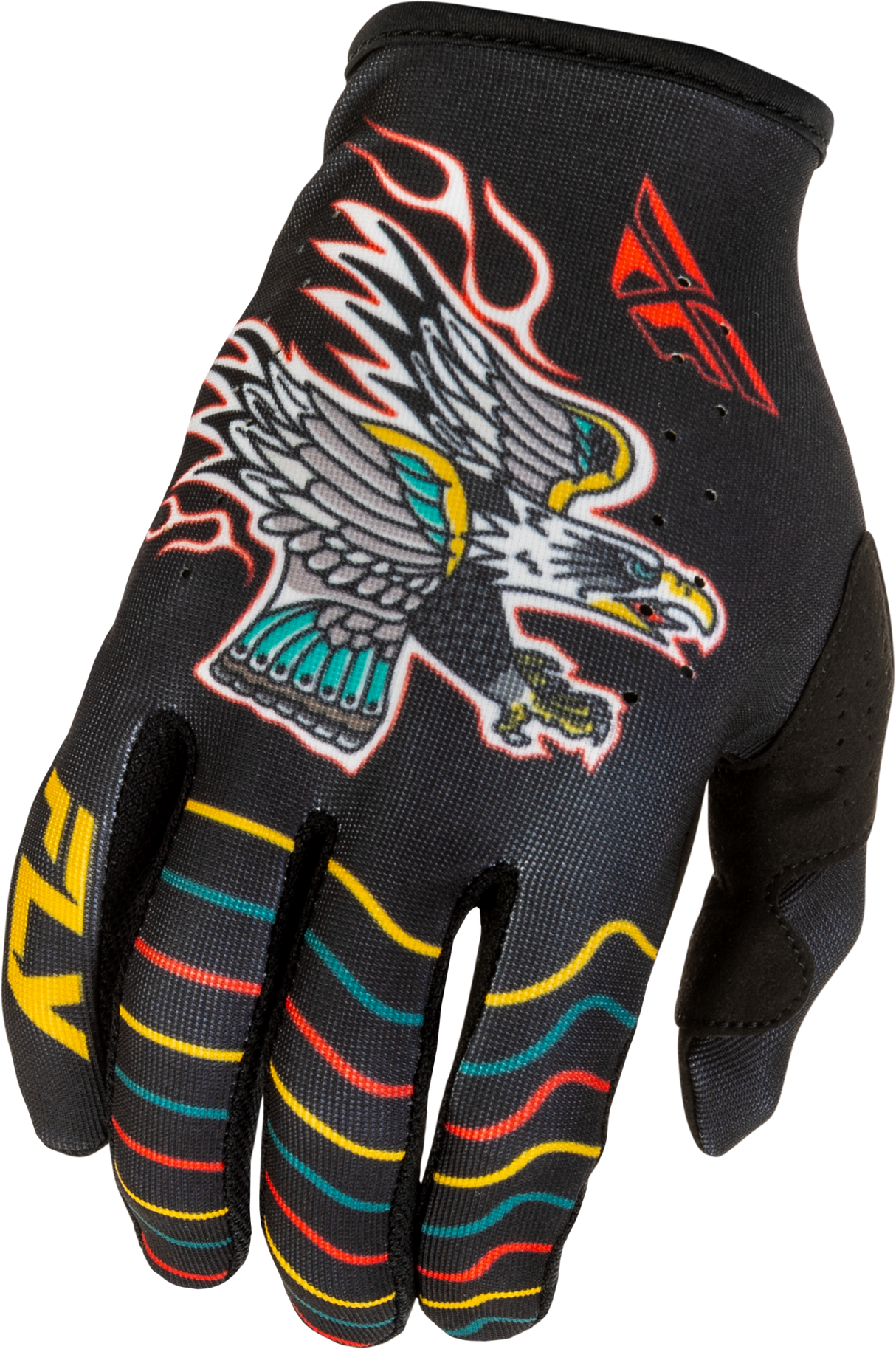 Fly Racing Youth Lite Americana Gloves Black/Red/Gold for Motorcycle & Off-Road Vehicles