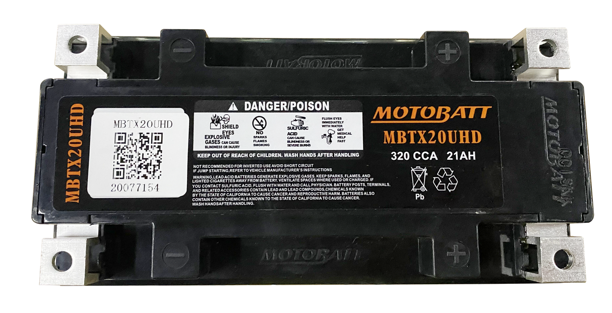 MOTOBATT MBTX20UHD Quadflex Sealed AGM Battery for Harley Davidson Touring, Gold Wing, and Honda Gold Wing Models