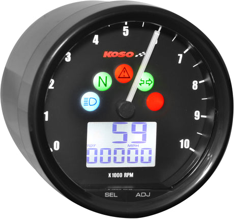 KOSO TNT02 Harley-Davidson Speedometer Tachometer Combo - Black with Factory Transmission Sensor