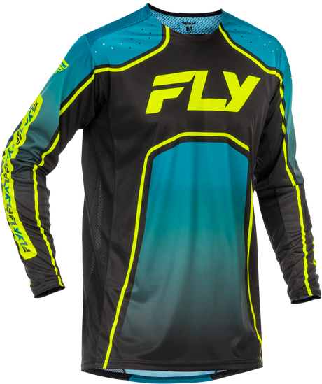 Fly Racing Rayce Bicycle Jersey Teal/Black/Lime Large – Long Sleeve, Performance Fit for Cycling & MTB