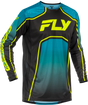 Fly Racing Youth Rayce Bicycle Jersey Teal/Black/Lime - Long Sleeve Performance Bike Jersey for Kids