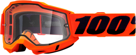 100% Accuri 2 Enduro Goggle with Clear Dual Pane Lens - Neon Orange Frame for Motocross and Enduro Riders