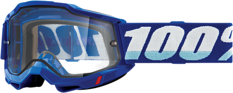 100% Accuri 2 Enduro Goggle with Dual-Pane Clear Lens - Blue Frame - Fits Motocross and Enduro Bikes