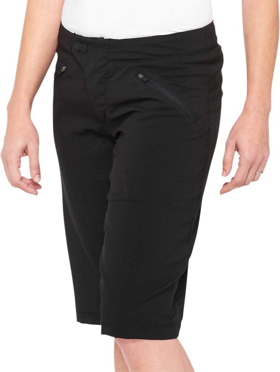 100% Ridecamp Women's Shorts with Adjustable Waist - Black, Part #40037-00000 for Cycling and Activewear