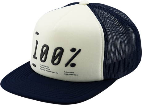 100% Transfer Hat Navy - Classic Trucker Snapback with Sonic Weld Logo - One Size Fits Most