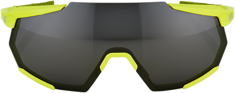 100% Racetrap Sunglasses - Soft Tact Banana Frame with Black Mirror Lens, UV400 Protection, Interchangeable Lenses, Fits Motorcycle, Cycling, and Sports Enthusiasts