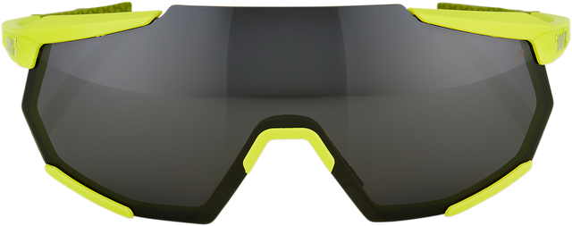 100% Racetrap Sunglasses - Soft Tact Banana Frame with Black Mirror Lens, UV400 Protection, Interchangeable Lenses, Fits Motorcycle, Cycling, and Sports Enthusiasts