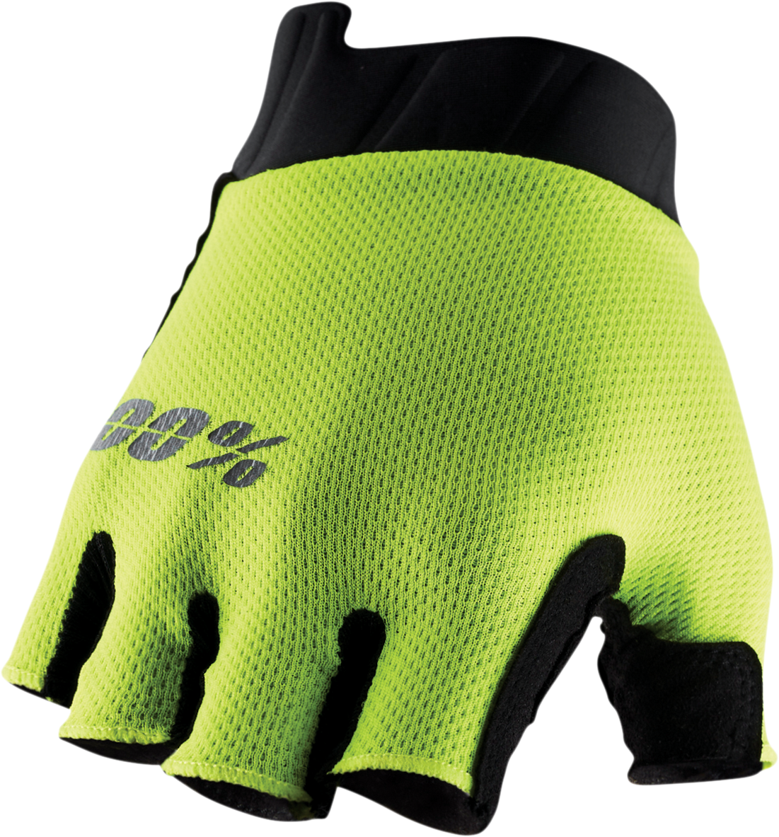 100% Exceeda Gel Short Finger Gloves - Fluorescent Yellow, Size Medium – MTB and Road Bike Fit