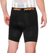 100% Crux Liner Shorts - Black - US 36 with Premium Cytech Chamois, Ideal for Mountain Biking