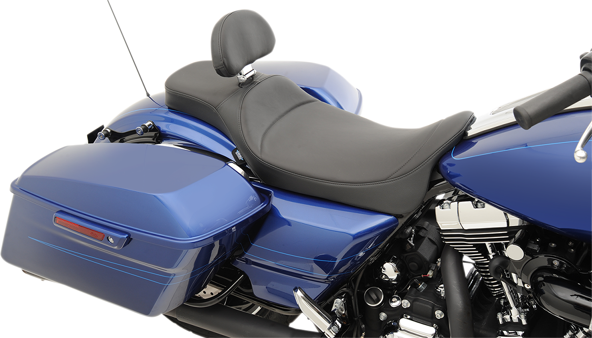 DRAG SPECIALTIES SEATS Extended Reach Predator Seat for Harley FL '08-'24 with Mild Stitched Finish and Backrest Receptacle - Part Number 0801-1005