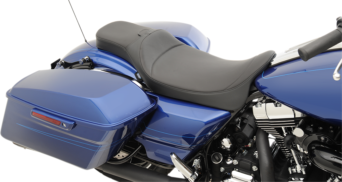 DRAG SPECIALTIES SEATS Extended Reach Predator Seat for Harley FL '08-'24 with Mild Stitched Finish and Backrest Receptacle - Part Number 0801-1005