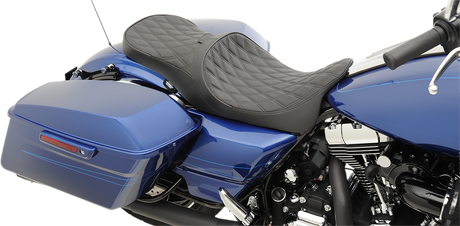 Drag Specialties Seats Low Touring Seat with Backrest Receiver for Harley FL models (2008-2023) - Solar Reflective Double Diamond by Drag Specialties Part #0801-1008