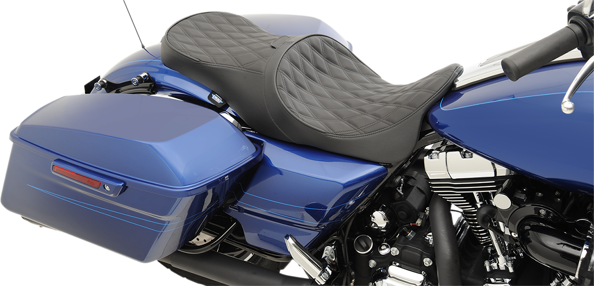 Drag Specialties Seats Low Forward Touring Seat - Double Diamond for Harley FL 2008-2024 | Part No. 0801-1011