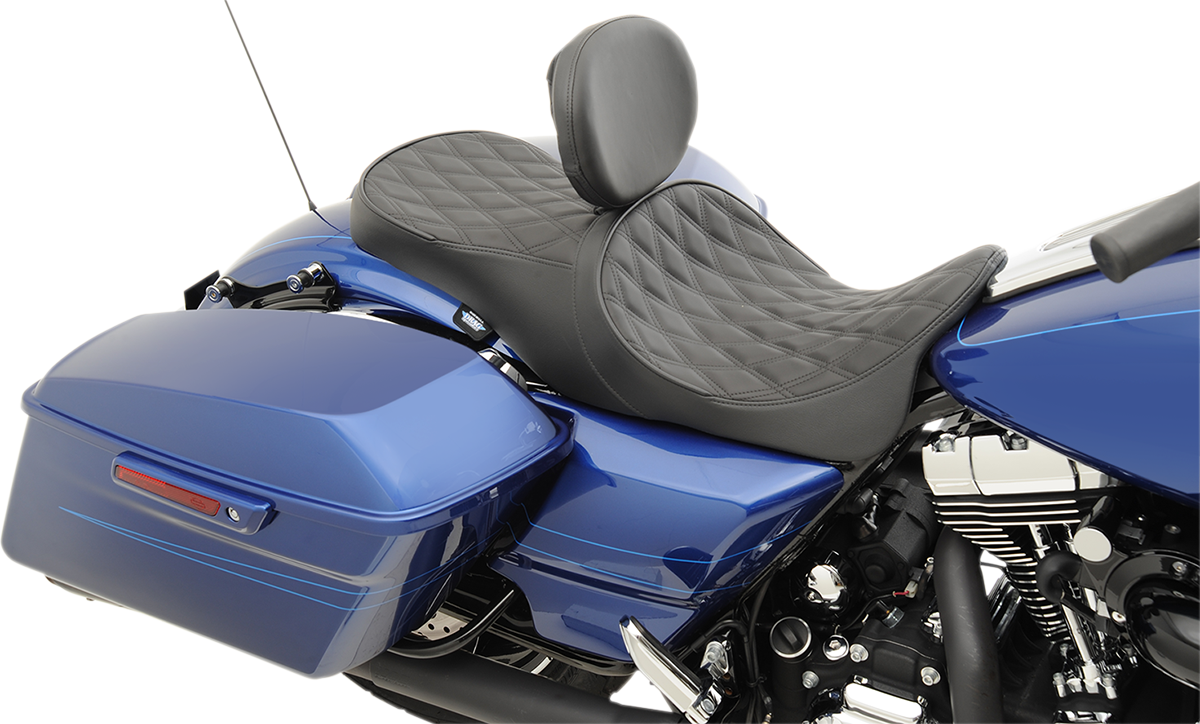 Drag Specialties Seats Low Forward Touring Seat - Double Diamond for Harley FL 2008-2024 | Part No. 0801-1011
