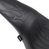 DRAG SPECIALTIES SEATS Predator Seat - Black Flame Stitched for Harley FL/FX 2006-2017