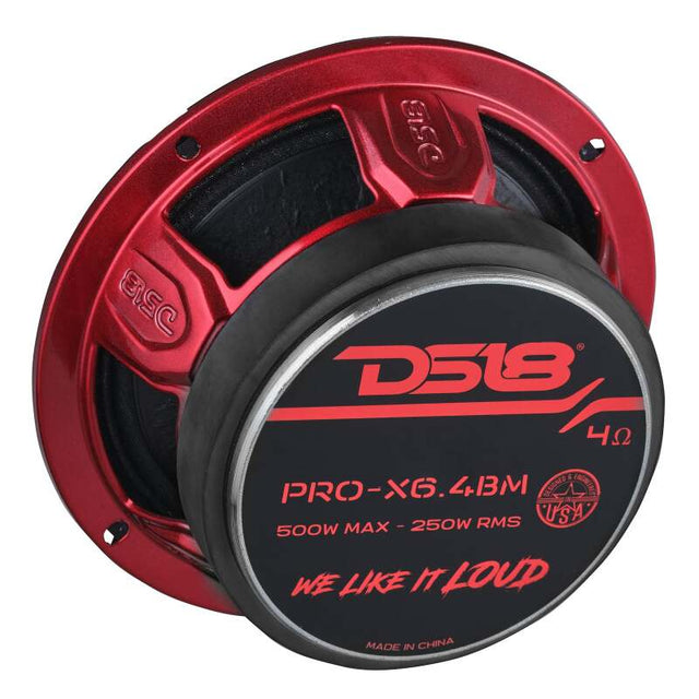 DS18 PRO-X6.4BM 6.5-Inch 250W RMS 4 Ohm Mid-Range Bullet Loudspeaker for Car Audio